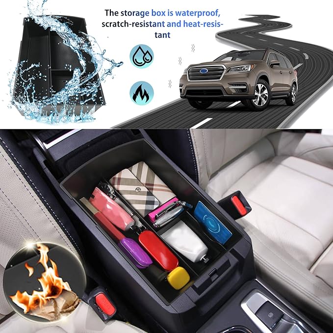 SHAOHAO for 2025 2026 Subaru Ascent Center Console Organizer for 2019-2026 Subaru Ascent Accessories Base/Premium/Onyx Edition/Limited/Onyx Edition Limited/Touring Double Space Armrest Insert Tray