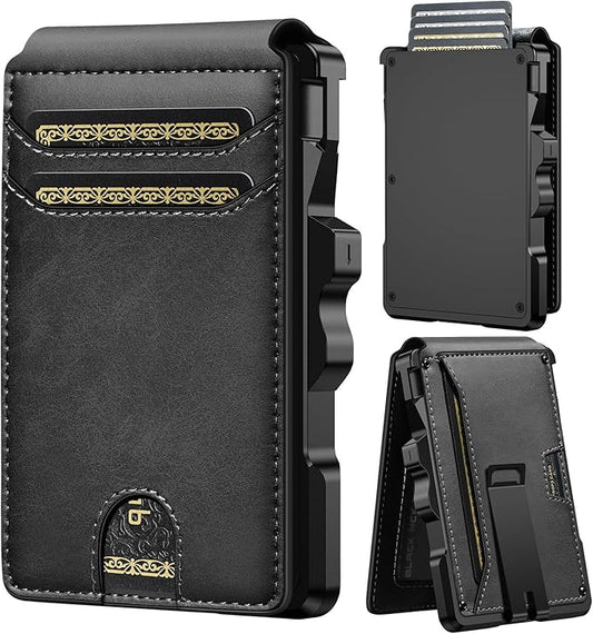 furid Smart Wallet For Men Slim: Rfid Minimalist Pop Up Wallets with Money Clip Metal Credit Card Holder - Gifts for Husband Father at Birthday Anniversary