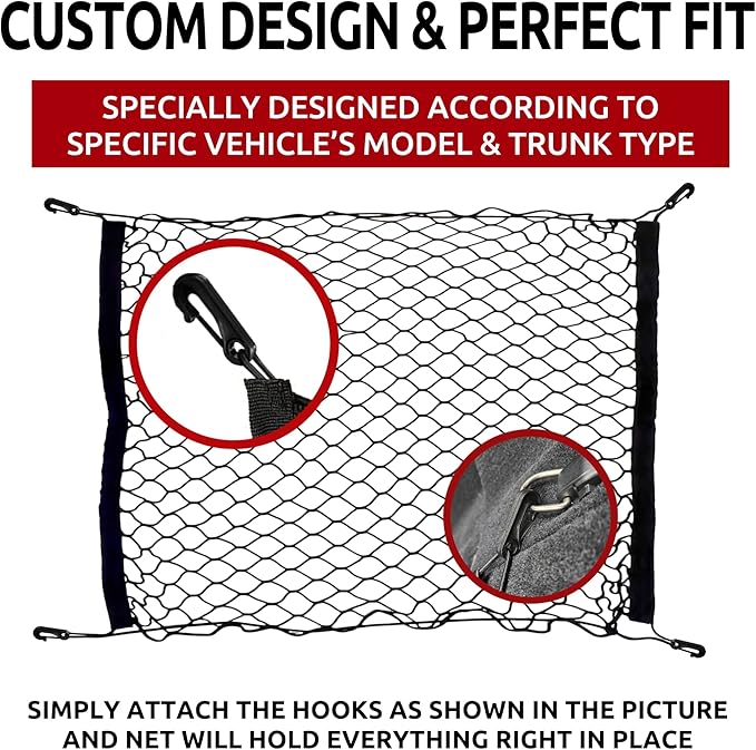 Floor Style Automotive Elastic Trunk Mesh Cargo Net for Nissan Rogue (T33) 2021-2026 - Premium Trunk Organizer and Storage - Luggage Net for Crossover - Best Car Organizer for Nissan Rogue