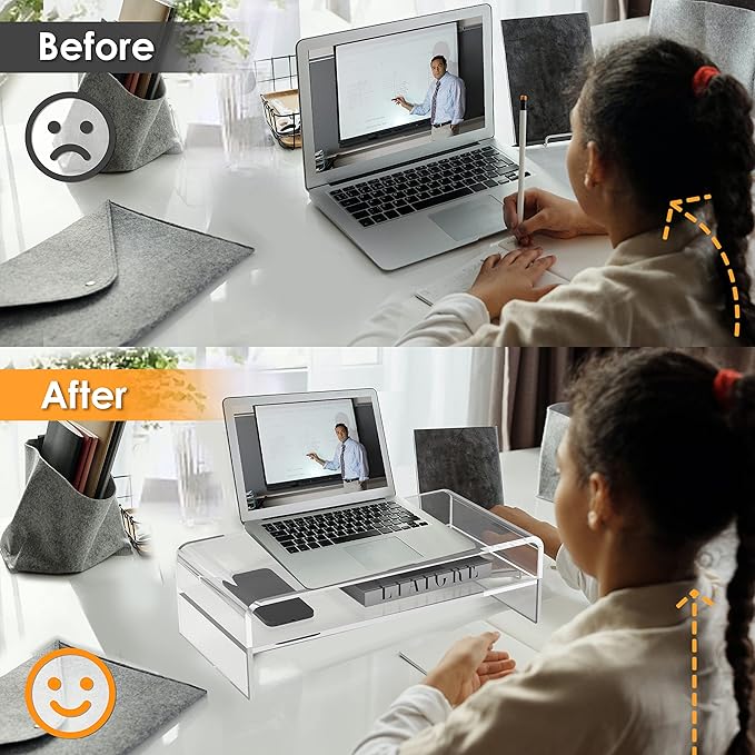 Acrylic Monitor Stand Riser Clear Computer Monitor Stand (Big)