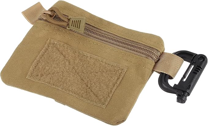Small Admin Pouch, Nylon Zipper Pouch Storage Pocket with Hook and Loop Compact Camping Gear Organizer