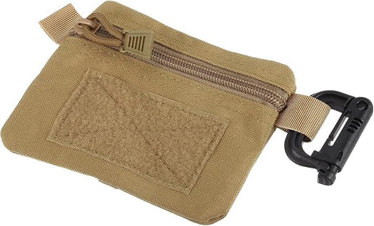 Small Admin Pouch, Nylon Zipper Pouch Storage Pocket with Hook and Loop Compact Camping Gear Organizer