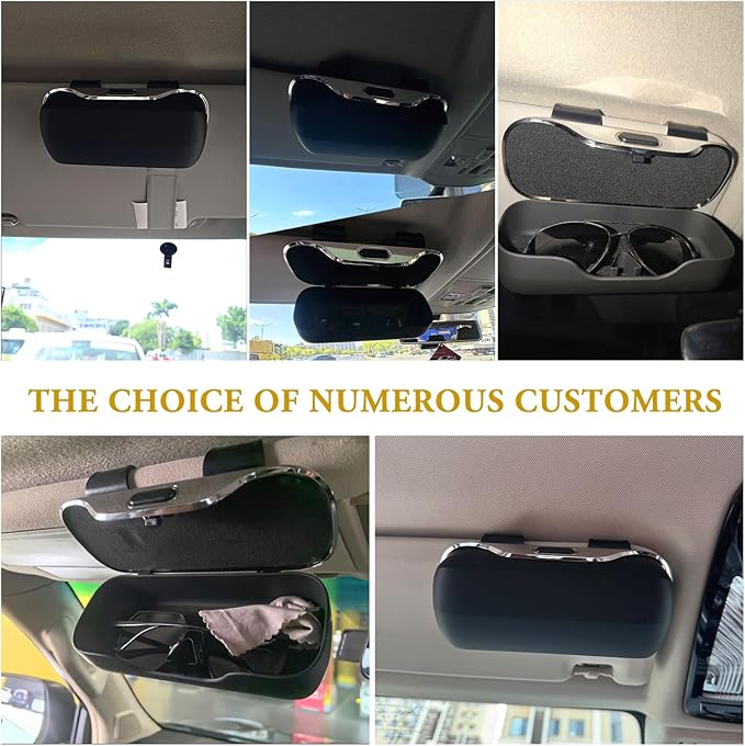 Sunglass Holder for Car Visor Clip, Car Visor Glasses Case, Vehicle Visor Accessories Organizer Box, Car Sunglass Holder Suitable for Truck, SUV and Sedan to Place Glasses (Beige)