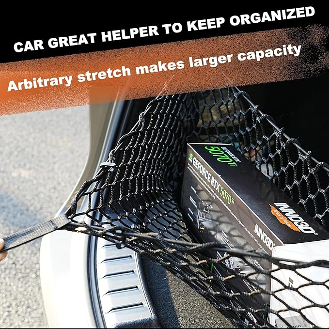 Envelope Style Cargo Net Compatible with GMC Acadia, Buick Enclave, Chevy Traverse 2026 2025 2024 2023 2022 2021 2020 2019 2018 2017 2016 2015 2014 2013-2010 Trunk Car Rear Tailgate Touring Netting