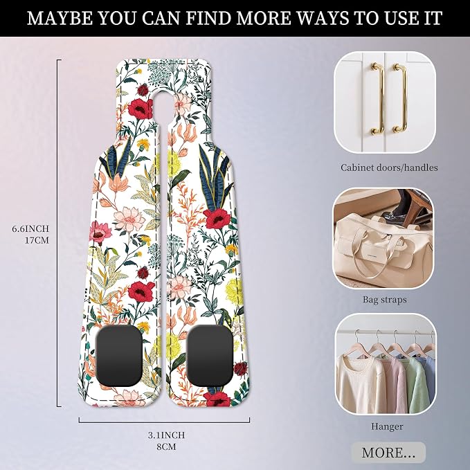 PU Leather Car Seat Hook, Storage Headrest Hanger, Cute Car Backseat Organizer, Car Hooks For Purses and Bags Colorful Wildflowers White
