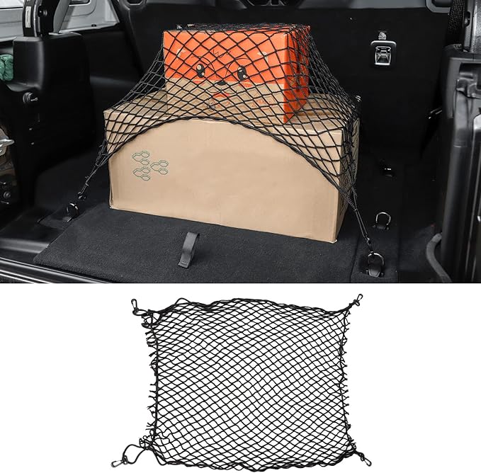Voodonala 40 x 24 Inches Universal Mesh Envelope Trunk Cargo Storage Organizer Net Elastic Mesh Net Pickup Truck Bed Divider Compatible for Cars, Vans, Trucks and SUVs, for Jeep, for Dodge, for Toyota