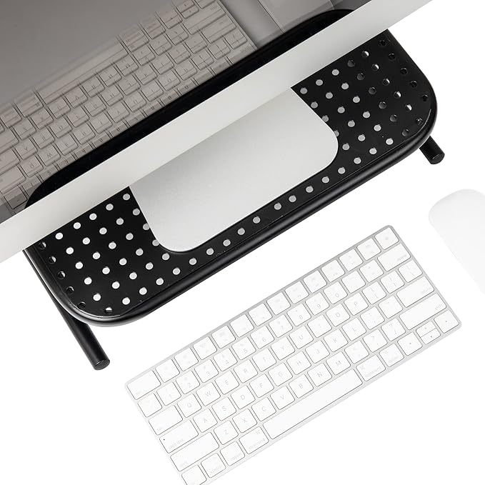 Mind Reader Monitor Stand, Ventilated Laptop Riser, Desktop Organizer, Metal, 14.5" L x 11.25" W x 4.25" H, Black (Pack of 8)