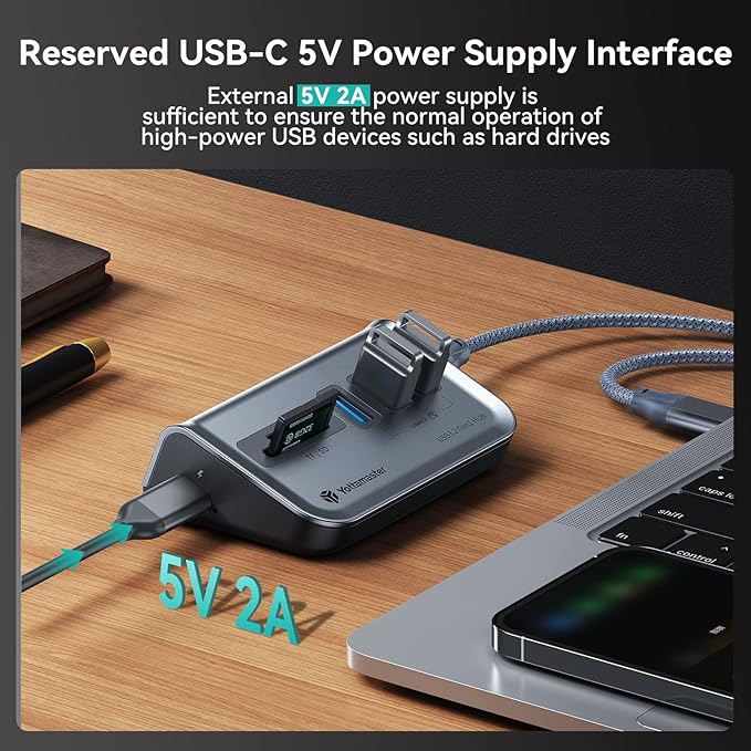 Yottamaster USB Hub with SD Card Reader, Triangle Desktop USB3.0 Hub with 3 USB A 3.0 Ports, TF & SD Card Reader with 1.64ft Cable for PC, Laptop (Not Support Charging)