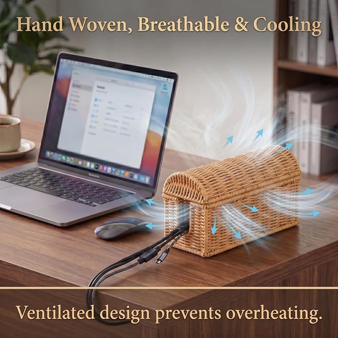 Small Basket to Hide Cords Specially Designed for Small Size Power Strips | Ventilated Wire Basket Only for Mini Power Strips