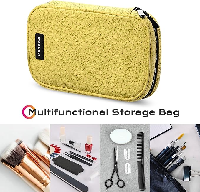 BYOOTIQUE Travel Makeup Brush Holder Bag Cosmetic Brush Organizer Rococo Yellow