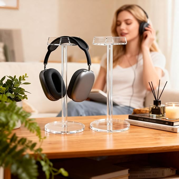 Acrylic Desktop Headphone Holder, Countertop Accessories Stand,Universal for All Music Gaming Headsets 1 Pack(DP015)