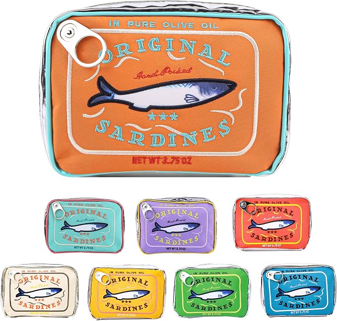 Canned Sardines Makeup Bag, Canned Sardines Style Toiletry Bag Cute Travel Bag Creative Cute Makeup Bag Aesthetic Toiletry Bag for Women