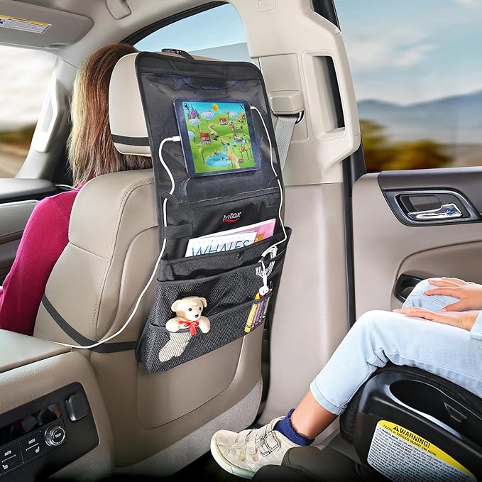 Britax View-N-Go Backseat Car Organizer with Tablet Holder | Crash Tested + Waterproof Backing + Extra Storage Pockets