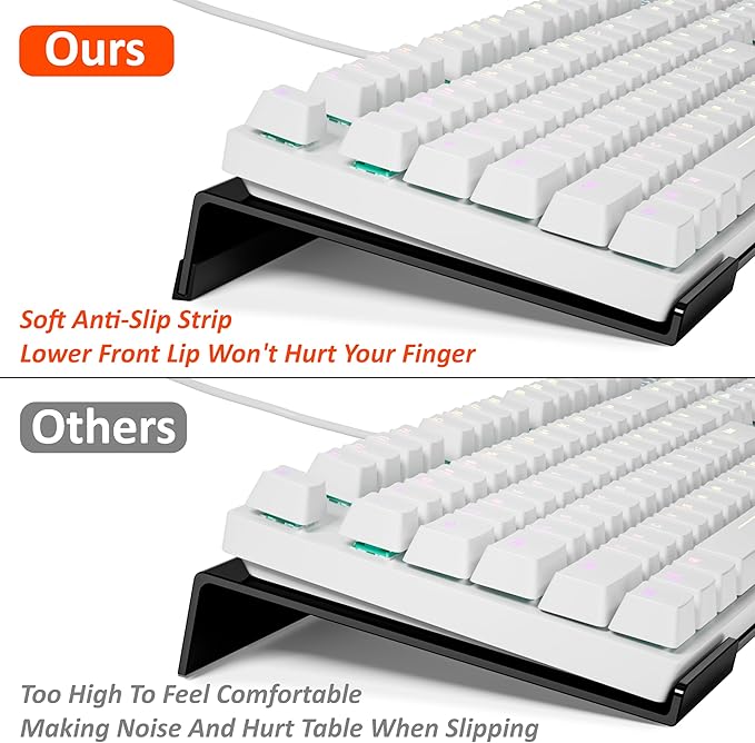 Acrylic Computer Keyboard Stand for Desk, Keyboard Riser Tilt Lift, Keyboard Holder for Desktop, Desk Keyboard Lifter（White）