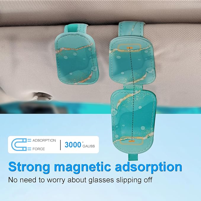 LTOHOE 1 Pack Sunglass Holder for Car, Magnetic Leather Sunglasses Holder and Ticket Card Clip, Universal for Different Size Glasses, Car Visor Accessories(Colorful Painting)