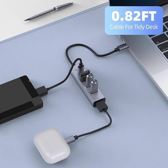 5-Port USB C Hub, intpw USB C to USB Adapter with 1 USB-C/3 USB-A 3.0 Data Ports, 5Gbps Aluminum Multiport USB-C Hub Adapter for Laptop, MacBook, iPad, PC(0.82FT)