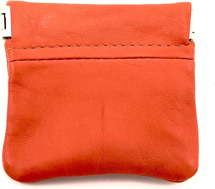 Goson Classic Leather Squeeze Coin Purse change Holder For Men and Women, Pouch size 3.50 in X 3.25 in