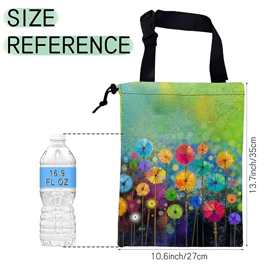 Watercolor Floral Car Trash Bag,Hanging Drawstring Car Garbage Bag, Waterproof Canvas Car Back Seat Organizer with Adjustable Buckle, for Vehicles, SUVs, Camping, Road Trips