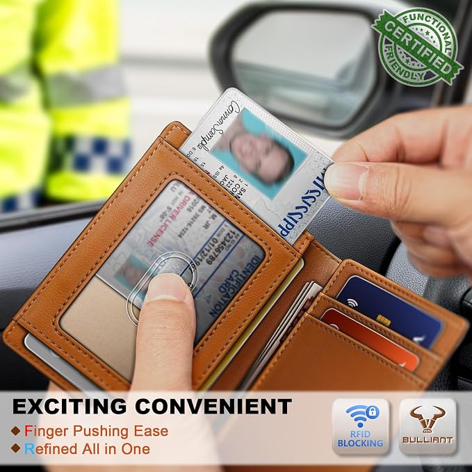 BULLIANT Slim Wallet For Men 12Cards,Magnetic Flip Build-in Money Clip Airtag Compatible-RFID Blocking