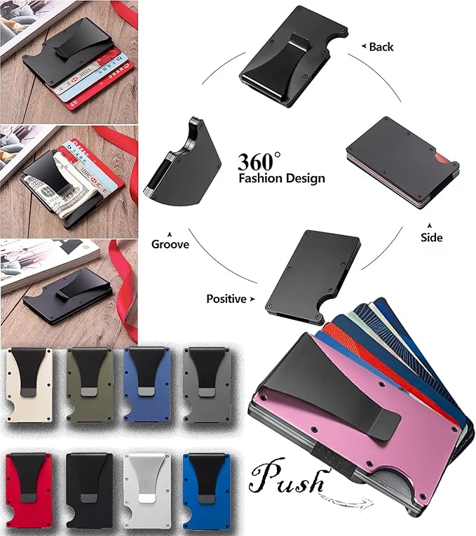 EDGE Metal Wallet for Men - Minimalist Slim Wallet - RFID Blocking Card Holder Money Clip, Smart Wallet - Aluminum Credit Card Holde Clip Pink