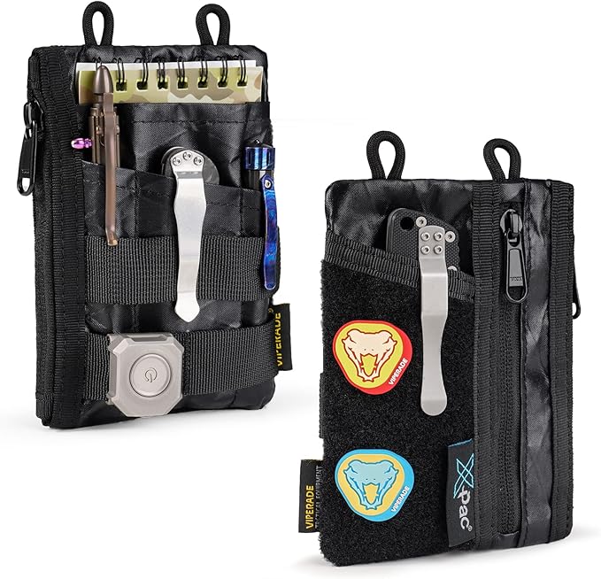VIPERADE VE16 EDC Organizer Pouch for Men - 7 Pockets Multitool Wallet for Everyday Carry Gears (X-PAC-New BK)