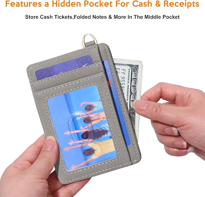 Badiya Credit Card Holder Slim Minimalist Wallet, Front Pocket Purse RFID Blocking Wallet Compact Card Case with ID Window for Women & Men
