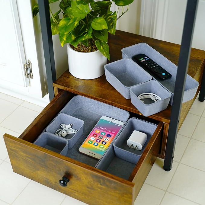 Welaxy Desk Drawer Organizer Tray, 8-Piece Felt Storage Drawer Dividers for Office & Home (Glacier gray)