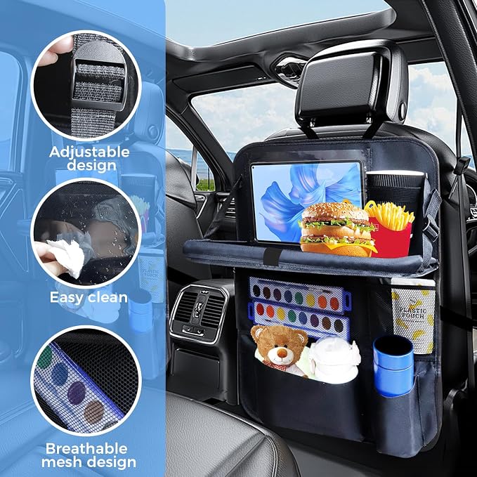 Backseat car organizer(2-Pack),9 storage pockets, car organizer with tablet holder,Car travel essentials for long trips，Car organizers and storage