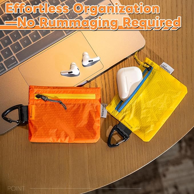 HIKEMAN Ultralight Water Resistant Card Size Pouch with Zipper - Slim Small Pocket for Hiking, Backpacking, Travel & Purse (White)