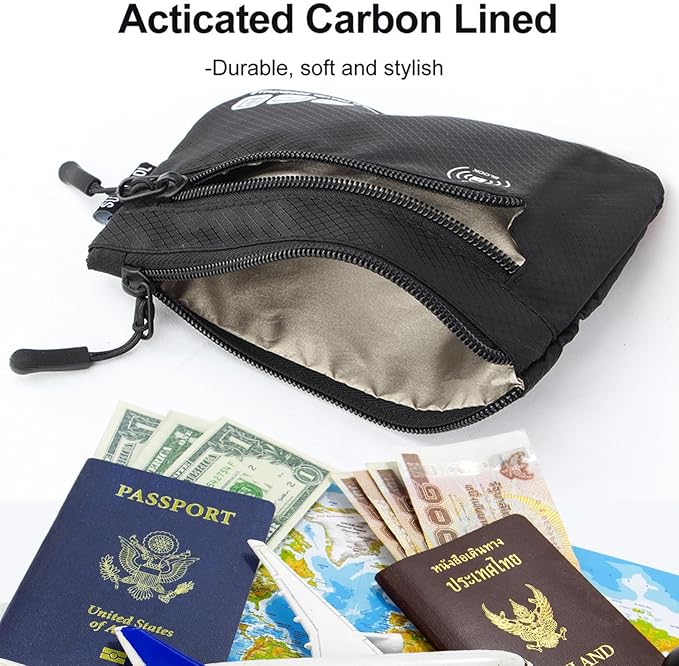 SUPACOOL Passport Holder Bag, Travel Wallet for Men Women Family, Passport Pouch, Card Holder Organizer, RFID Blocking, Two-piece Set(Black)