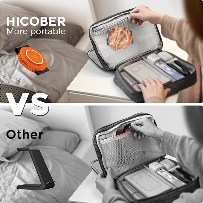 Hicober 3 in 1 Wireless Charging Station for Apple Watch and iPhone Air 17 16 15 14 13 12 Pro Max/Plus, Magnetic Foldable Wireless Travel Charger Station Stand for Airpods iWatch All Series Orange