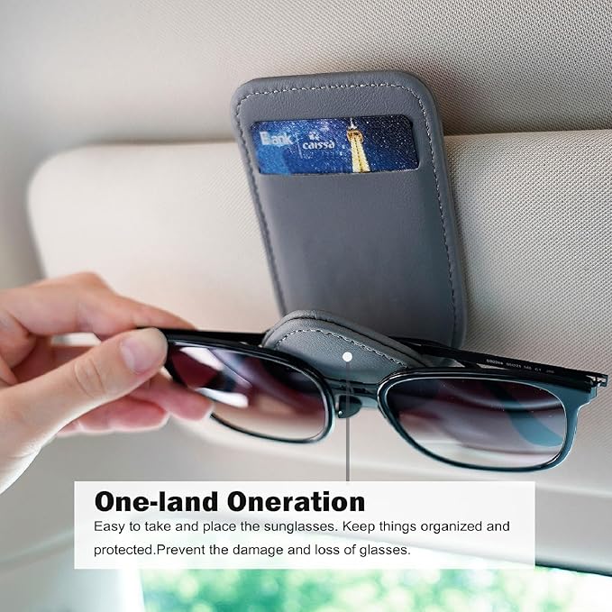 Visor Card Holder for Car Visor, 2 Card Slots Visor Glasses Clip, Strong Magnetic Visor Holder, Visor Accessories for Cars SUV(Gray1Pcs)