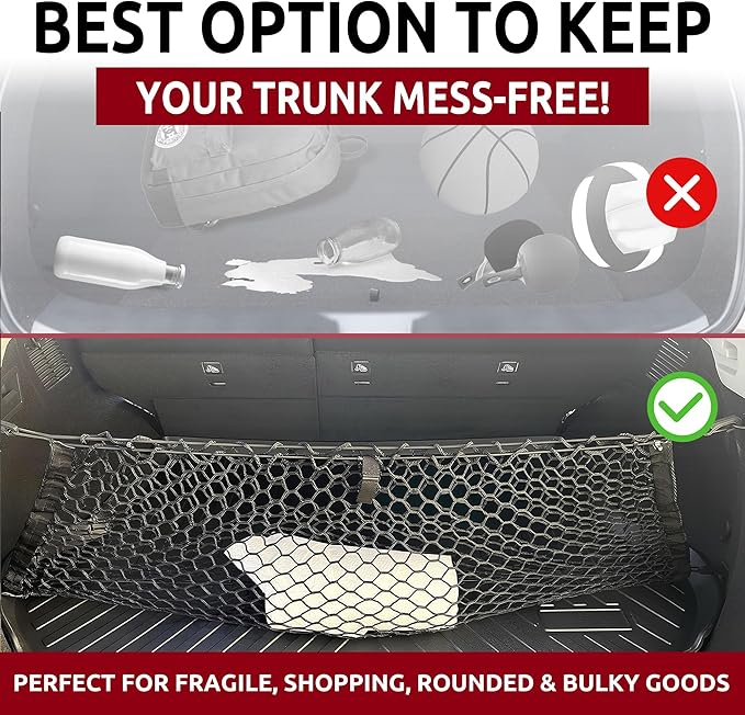 Envelope Style Automotive Elastic Trunk Mesh Cargo Net for Nissan Murano 2015-2025 - Premium Trunk Organizer and Storage - Luggage Net for SUV - Best Car Organizer for Nissan Murano