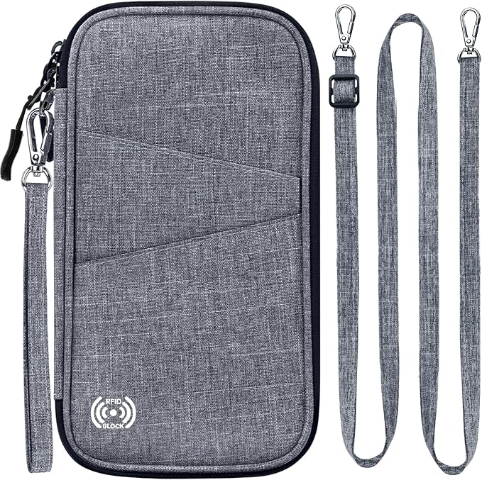 BKNOOU Passport Holder Family Rfid Blocking Travel Document Organizer,Travel Passport Wallet Waterproof Multiple Passport Holder for Traveling,Passport Organizer for Men Women