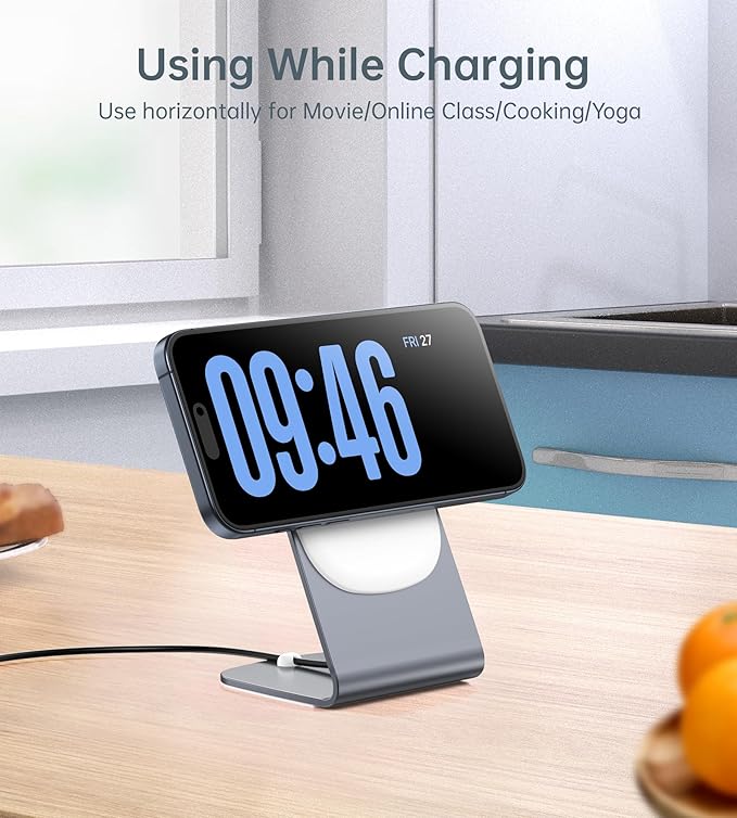 Magnetic Wireless Charger for iPhone 17/16/15/14/13/12 - Mag Charger+20W USB C Adapter, Fast Wireless Charging Stand/Pad with 5ft Cable for iPhone 17/16/15/14/13/12 Pro Max Plus Mini 17 Air,Gray