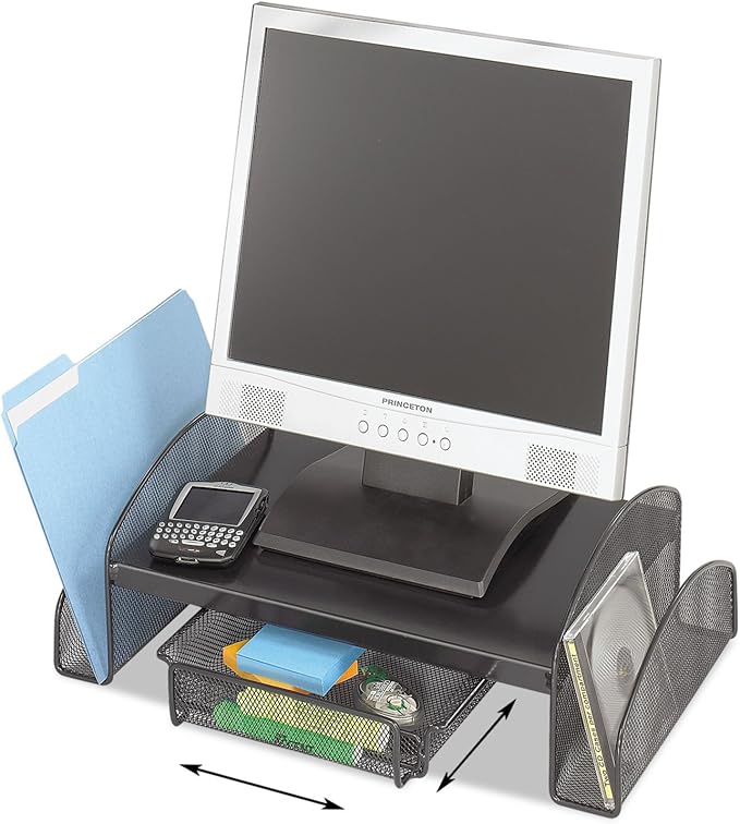Safco 3603BL Wood Desk Riser, Optimize Supplies and Monitor Heights, Organize Desk and Tables, 8.25 Inch Riser, Black