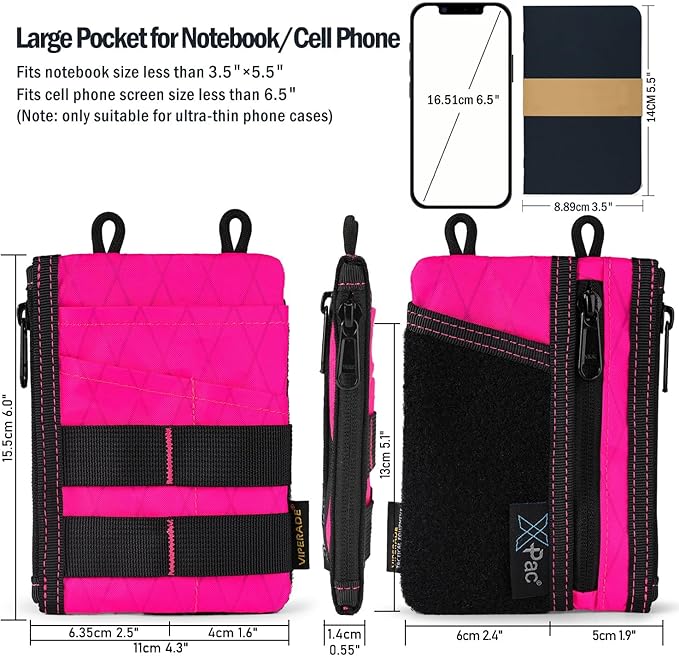 VIPERADE VE18 EDC Pouch, Pocket Organizer for Men, EDC Pocket Organizer, 3 Slots with 2 Zipper Pockets, Multitool Pouch
