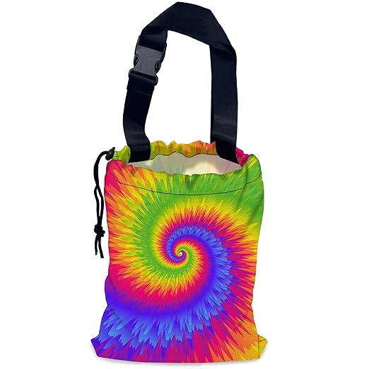 Rainbow Tie Dye Car Garbage Bag,Waterproof Small Car Trash Bag Hanging Back of Seat,Drawstring Hanging Car Trash Bag with Adjustable Buckle for Car Accessories