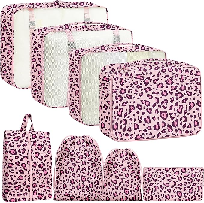 Packing Cubes for Travel - 8 Set Luggage Organizer Bags for Family, Mesh Breathable Packing Cubes for Suitcases Durable Travel Essentials Bags Set