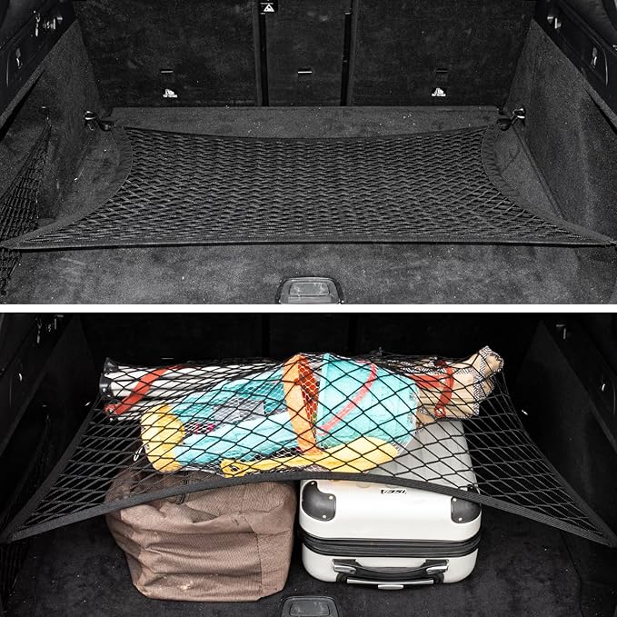 Cargo Net for SUV Car Trunk Net Organizer with ABS Hook Elastic Storage Mesh Nets 31.5 x23.6 inches Stretch to 70.8 x 47.2 inches for Pickup Trucks Tailgate Netting Accessories