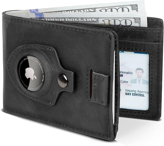 SERMAN BRANDS RFID Blocking Slim Bifold Genuine Leather Thin Minimalist Front Pocket Wallets for Men Billfold Wallet Men Gift