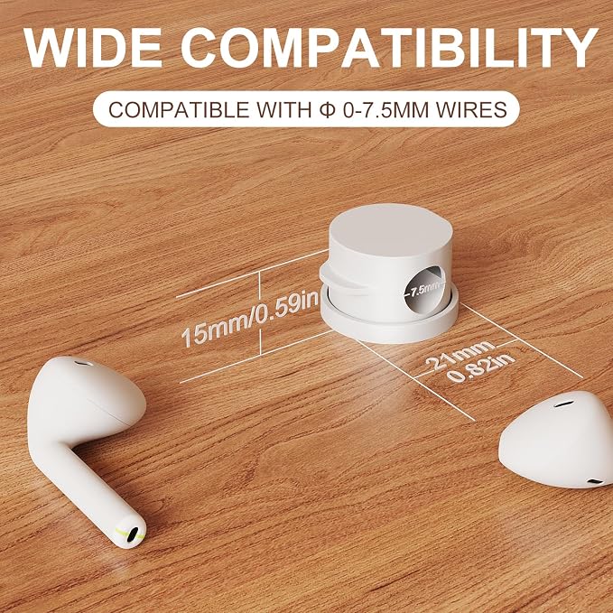 Cord Organizer Holder Clips 12 Pack 360° Rotatble Spring Cable Management,Hide Phone Charging Cable Keeper Strong Adhesive Wire Charger Holder for Home Car Office Nightstand Desk (White)