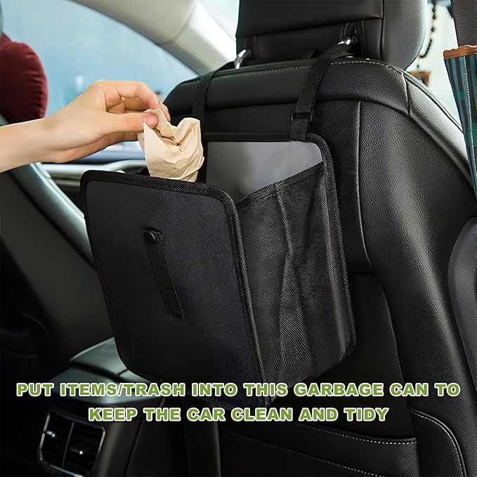 Foldable Car Trash Can, Waterproof Oxford Cloth Organizer Auto Hanging Garbage Bag, Large Capacity Leakproof Storage Pocket Multipurpose Container for Back Seat, Car Accessories (Small)
