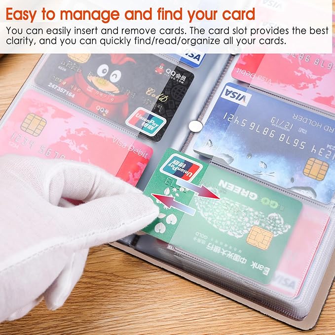RFID Credit Card Holder, Leather Business Card Organizer with 96 Card Slots, Credit Card Case for Managing Your Different Cards and Important Documents to Prevent Loss or Damage (Starry Sky)