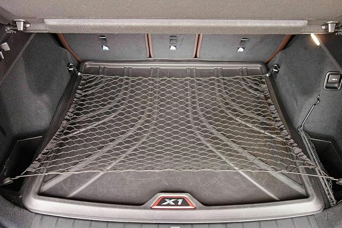 Rear Trunk Organizer Cargo Net for BMW X1 2010-2026 – Floor Style Cargo Net for SUV – Premium Mesh Elastic Car Trunk Organizer Vehicle Carrier Storage – Compatible with X1