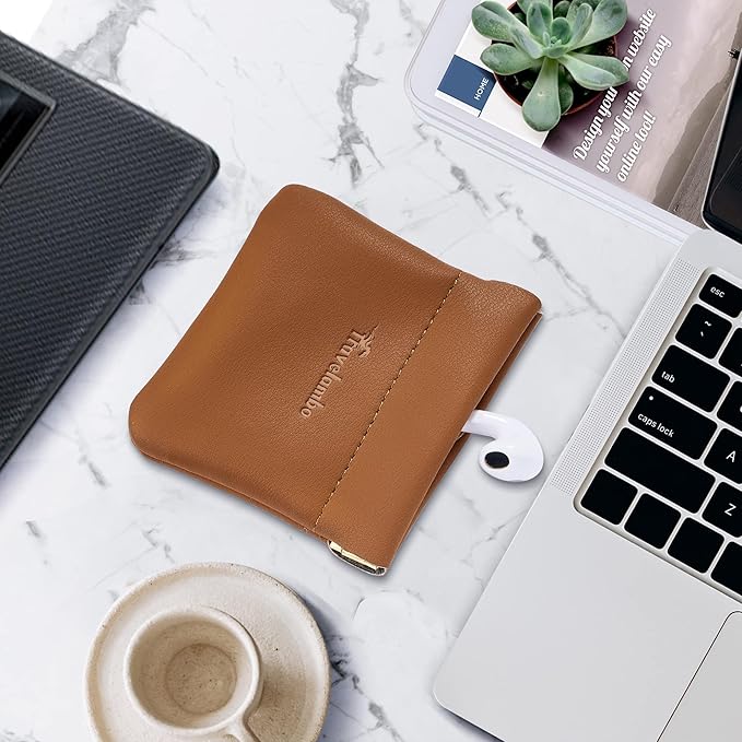 Travelambo Leather Squeeze Coin Purse Pouch Change Holder For Men & Women