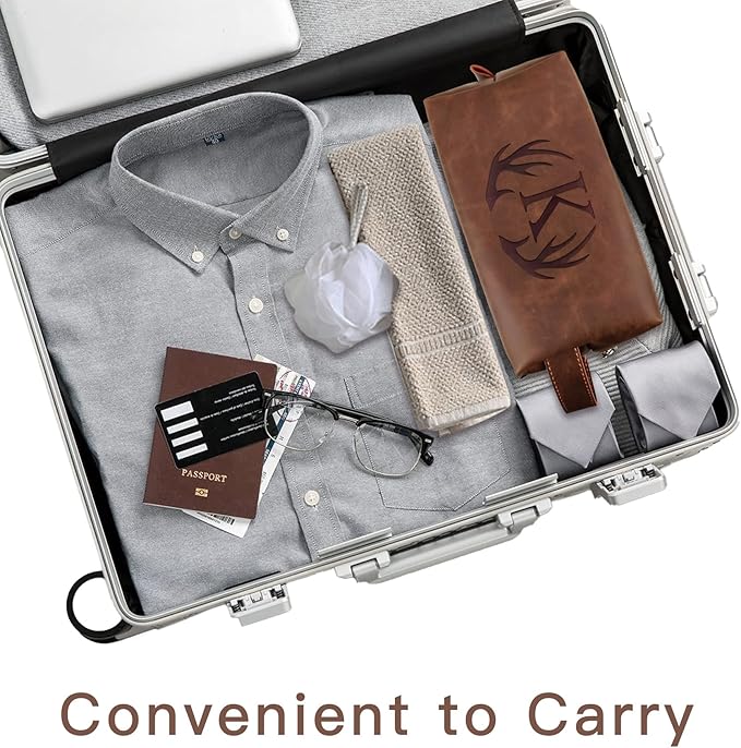 Personalized Travel Toiletry Bag for Men Initial Letter PU Leather Waterproof Shaving Bag for Toiletries Accessories Travel Essentials Storage Bags Fathers Day Birthday Gifts for Men (Z)