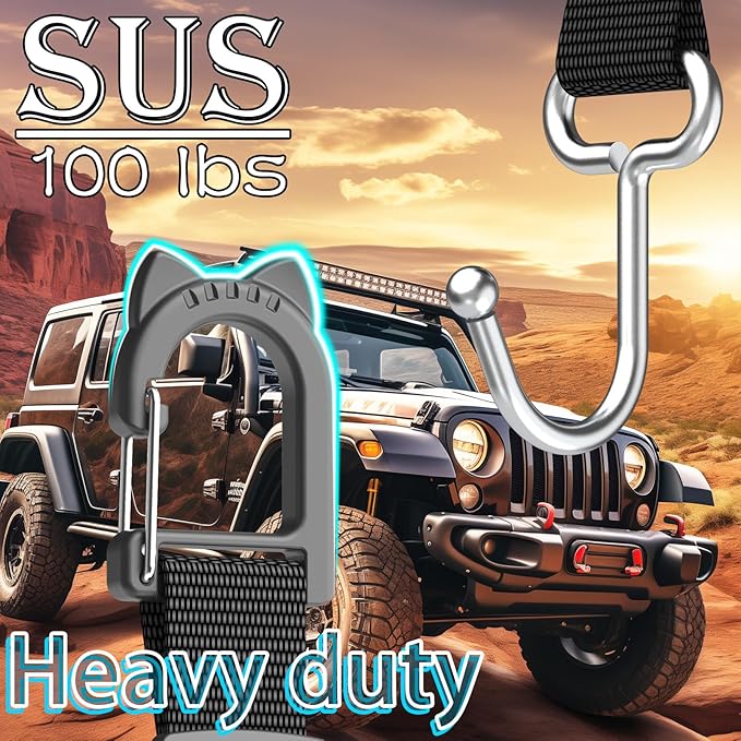 Car Seat Headrest Hooks, 4-Pack | Heavy Duty Metal, For Purses, Handbags & Grocery Bags, Universal Car Storage Organizer, Fits Most Vehicles