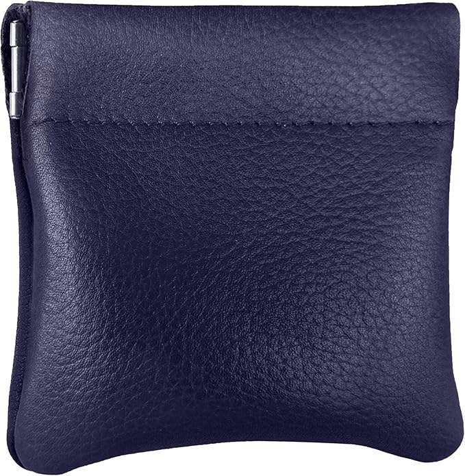 Nabob Leather Genuine Leather Squeeze Coin Purse, Coin Pouch Made IN U.S.A. Change Holder For Men/Woman Size 3.5 X 3.5 (Purple)