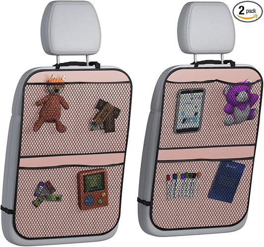 lebogner Back Seat Cover for Kids (Pink - 4 Pocket)
